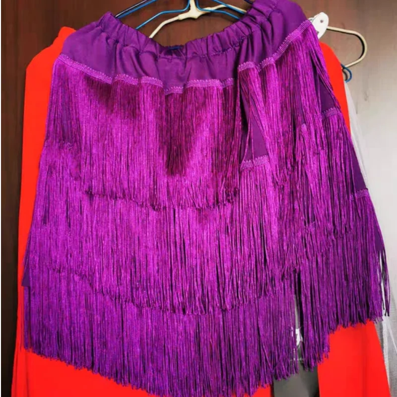 Adult Latin Dance Wear Fringe Bodycon Skirt Women's Cha-Cha Practice Wear Bottom Fringe Moves With Dance Steps Fits Waist&Hips