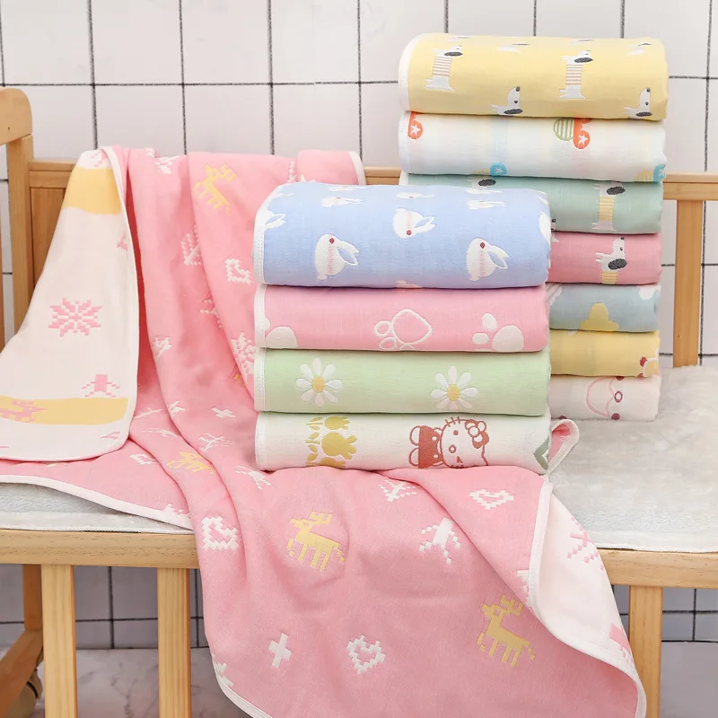 Baby gauze bath towel Newborn jacquard six-layer gauze cover blanket summer baby towelling quilt