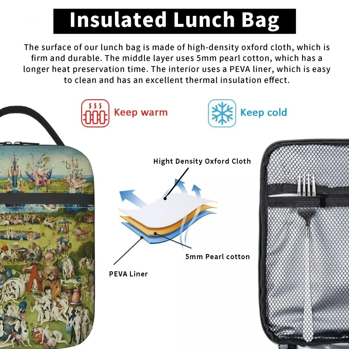 The Garden Of Earthly Delights (circa 1490 -1510) By Hieronymus Bosch Insulated Lunch Bag Portable Food Boxes Thermal Lunch