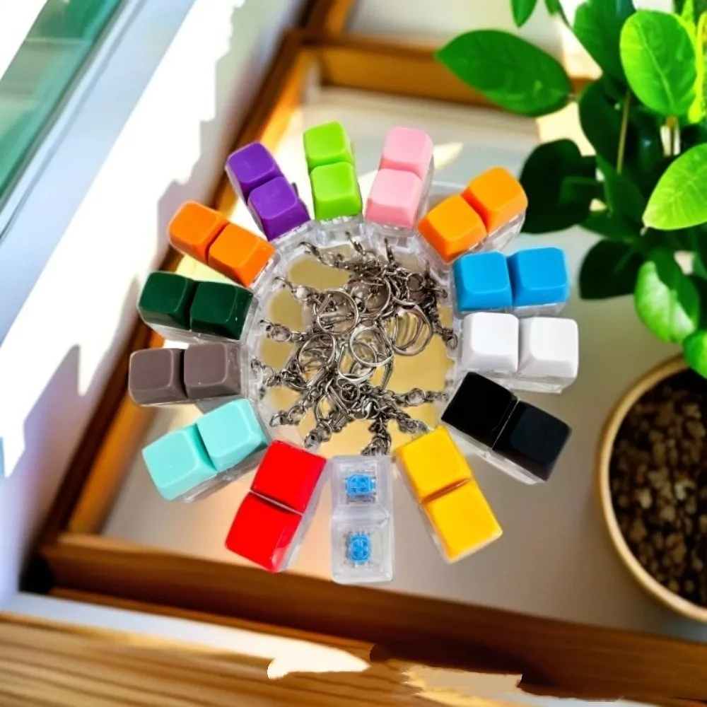 Relaxing DIY Keyboard Fidget Keychain Keys Button Keycap Clicker Toy Relief Stress Pass The Time Pinch Toy Office Use