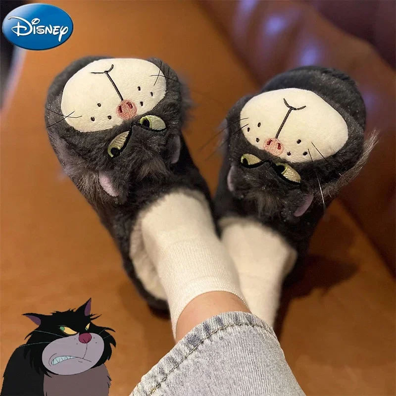 Disney Anime cenerentola lucifero gatto peluche pantofole da casa simpatico cartone animato gatto Cosplay casa pantofole di cotone Kawaii scarpe per