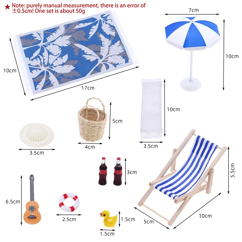 DIY miniatuur strandset voor poppenhuis - parasol en ligstoelen