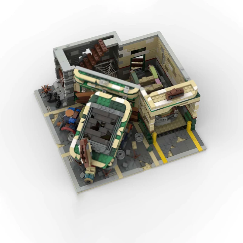Модель City Street View MOC, строительные кирпичи, угловой автомобиль, гараж, модульная технология, подарки, праздник, сборка, детские игрушки, костюм