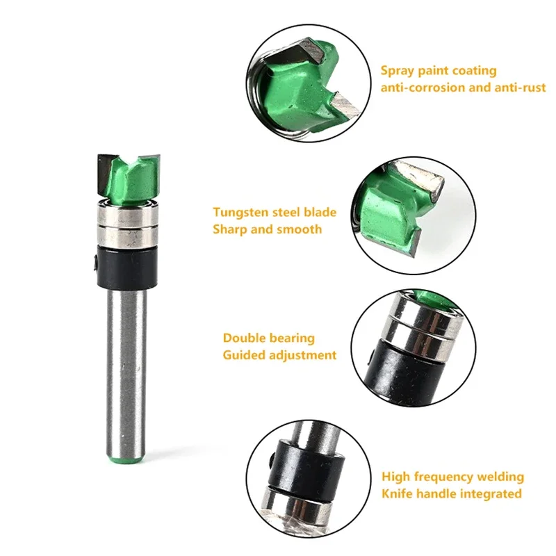 Double Bearing Trimming Cutter Precision Cutting Tool 1/4 Handle Lightweight Trimming Tool Accessories