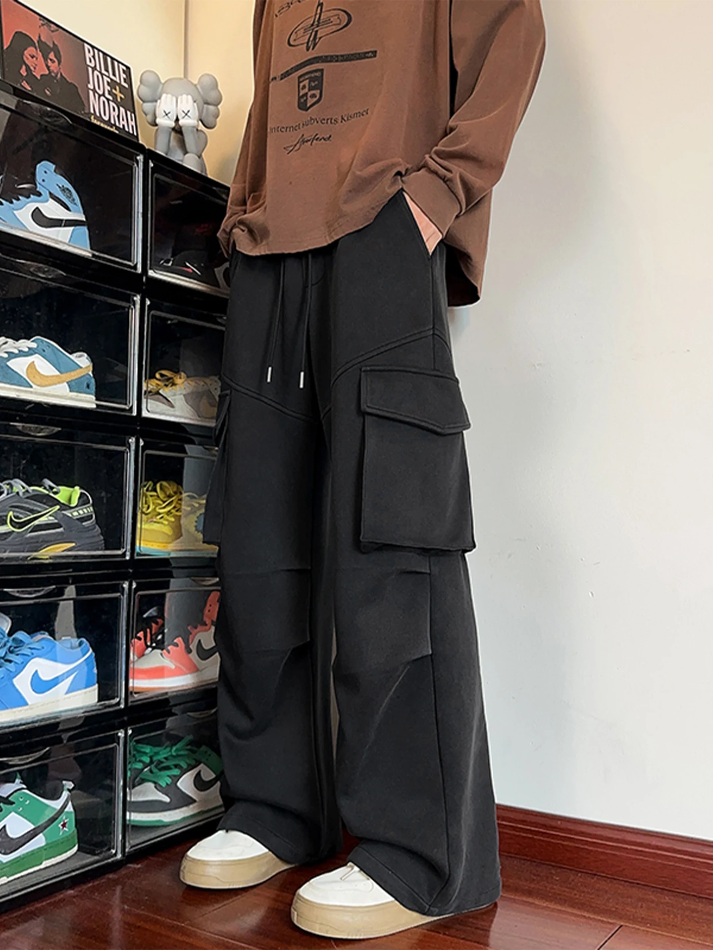 

Bla Oversize повседневные спортивные широкие брюки мужские модные городские брюки осенняя рабочая одежда свободные брюки прямого кроя