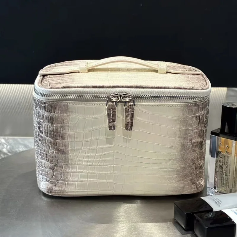Genuine Leather Stone Pattern Bag for Women New Himalayan Crocodile Pattern Cowhide Travel Toiletry Storage Cosmetic Bag