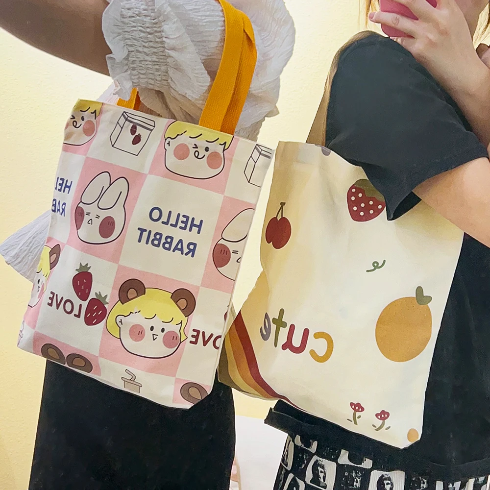 Sacs fourre-tout en toile pour femmes, mode filles japonaises, sac à main de créateur décontracté, style dessin animé japonais, petits sacs initiés