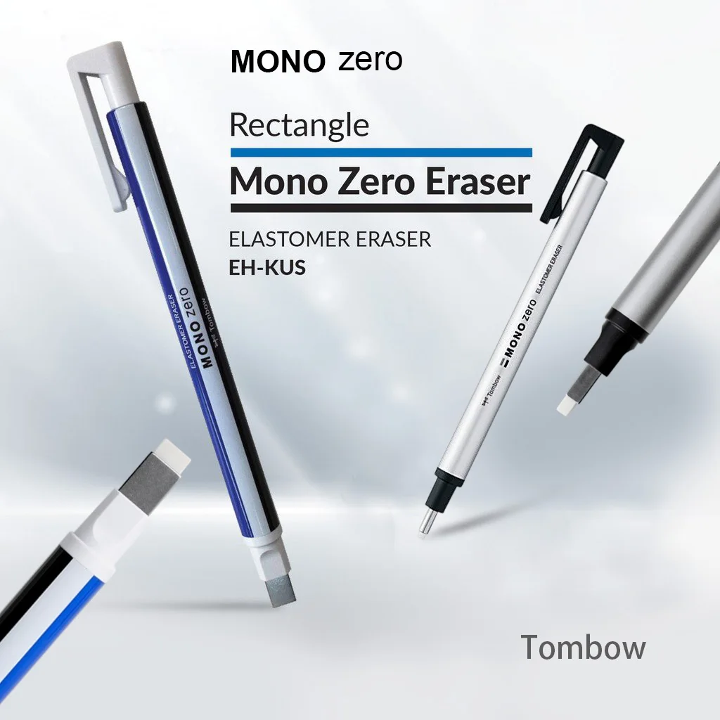

Tombow MONO Zero Eraser – Pen-Style Eraser for Sketching, Drawing Children's Erasers Art Correction Supplies Flat&Round Tip
