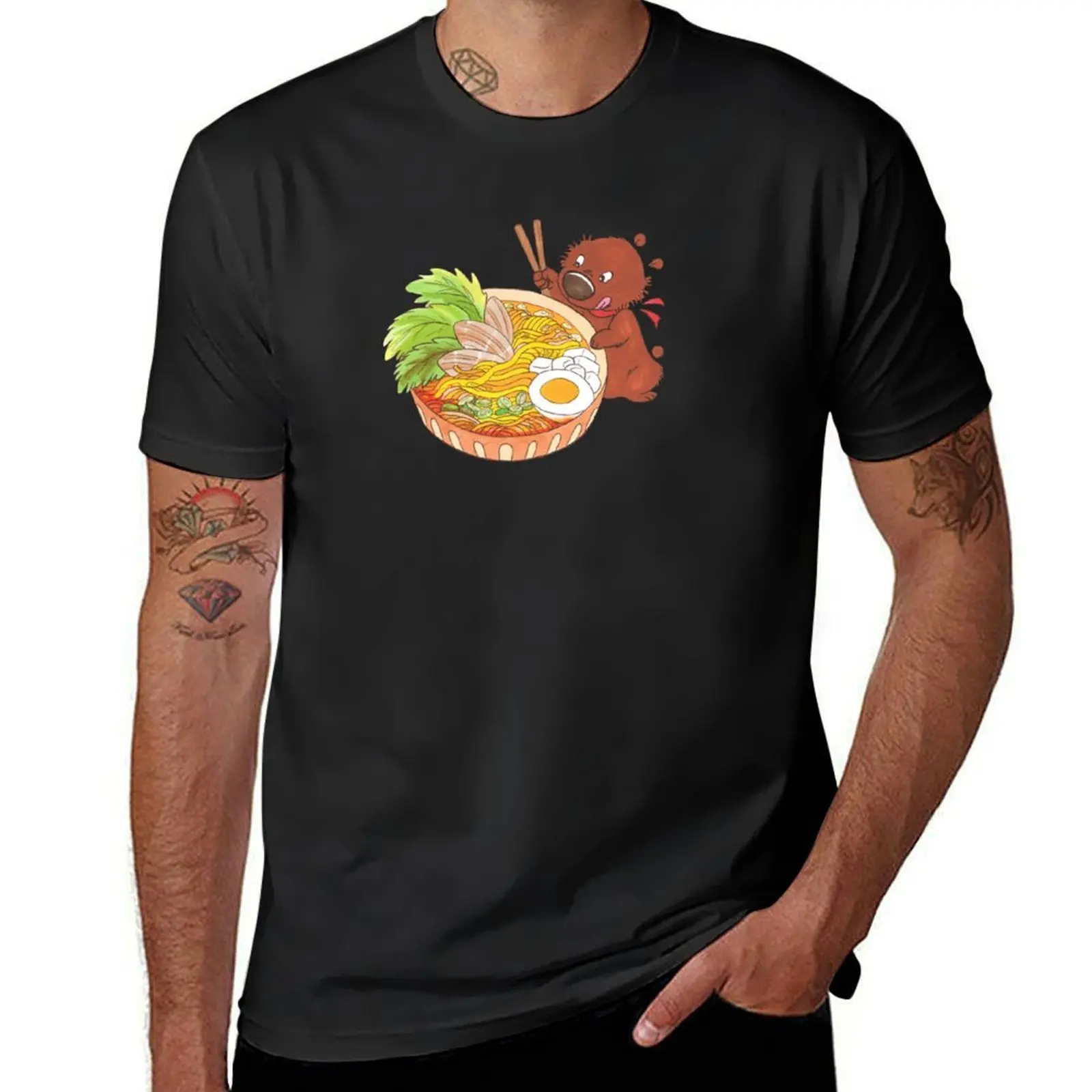 Snug Eating a Bowl of Ramen T-Shirt plain summer tops hippie clothes mens t shirts