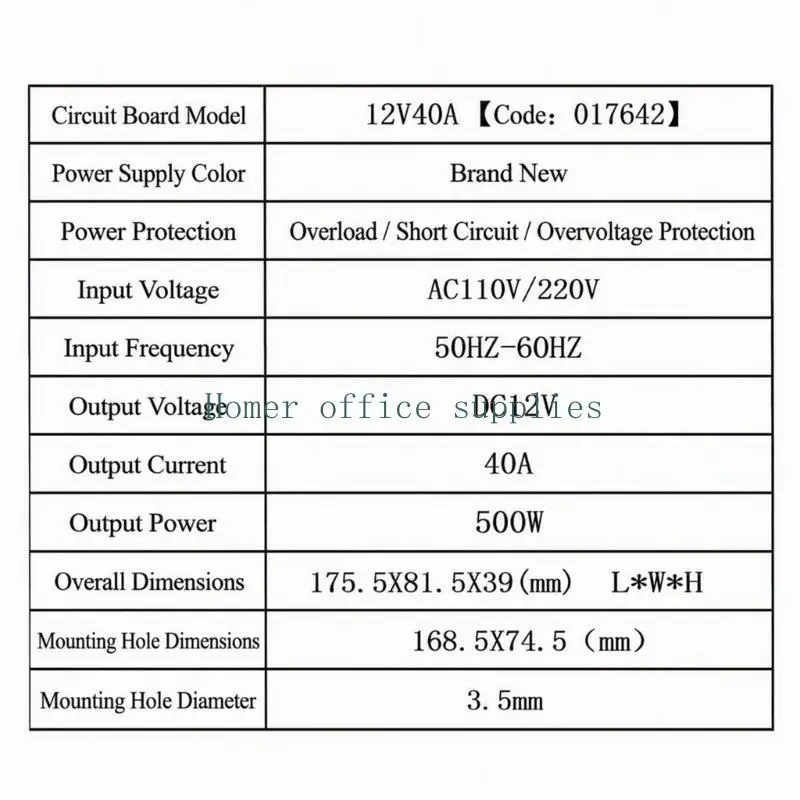K43B 500W Switching Power Supply Module, 220V Input to 12V Output Open Frame Wiring Unit for Fixed Equipment Installation in