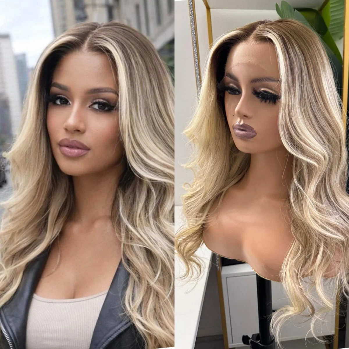 

Women's Wig Ash Blonde 150% Density Synthetic Lace Front Wigs Body Wave 13*4 HD Invisible Lace Glueless Hair Daily Party Cosplay