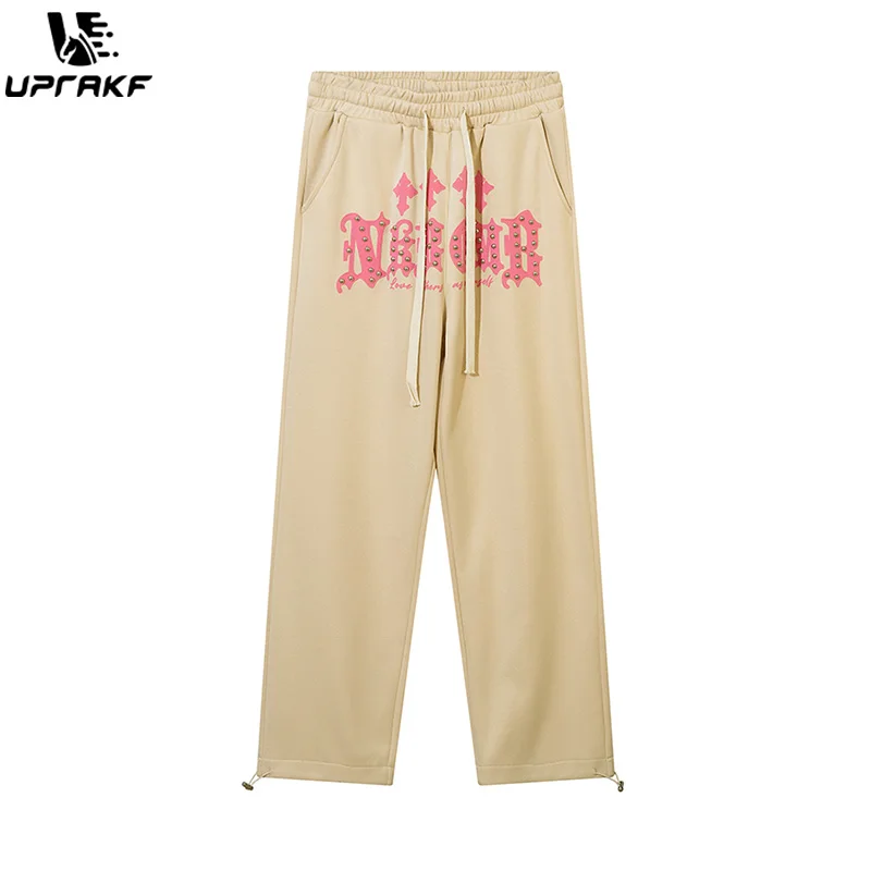 UPRAKF Big Letter Trousers Streetwear Comfort Fashion Hip Hop High Quality Autumn High Waist Pantalones Drawstring