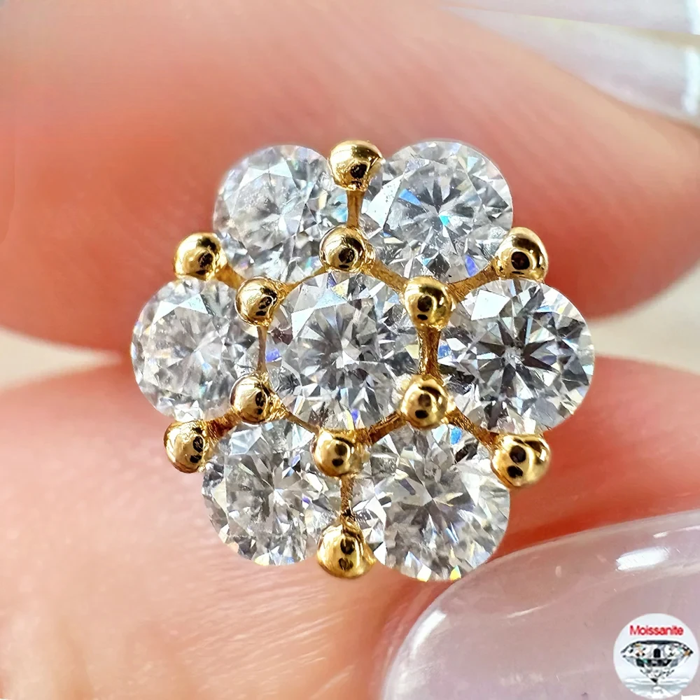 

Full Moissanite Stud Earrings For Women S925 Silver 18k Plated D Color VVS1 Lab Diamond Wedding Fine Sparkling Jewelry