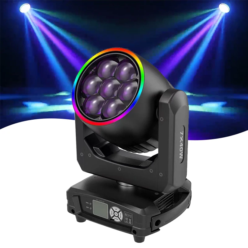 

AOPU 7*40W 4In1 LED Mini Bee Eye Moving Head Zoom Wash Stage Lighting With Auxiliary Light