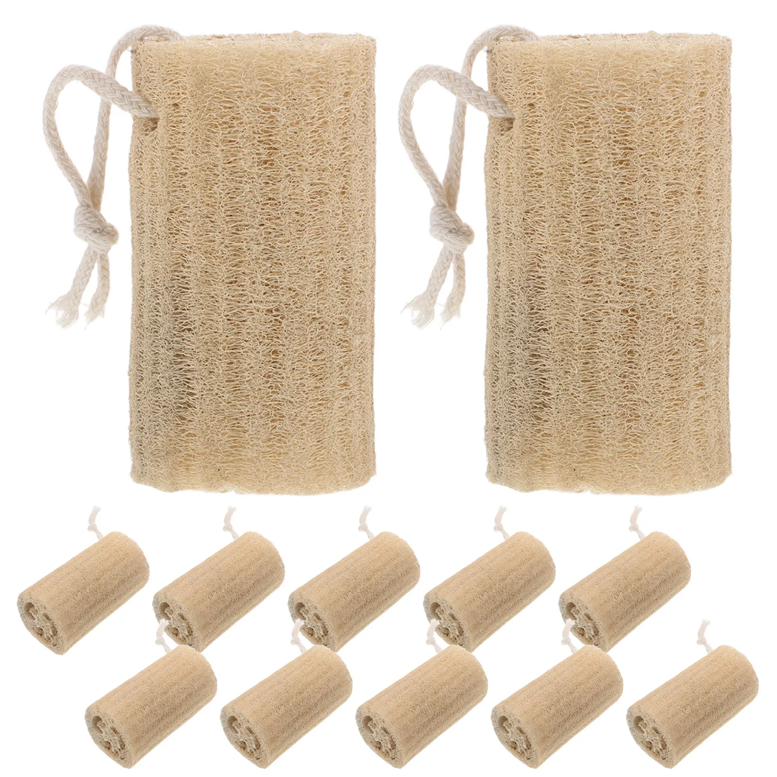 12Pcs Natural Loofah Sponge Exfoliating Body Scrubber Fullbody Reach Gentle Dead Skin Removal Improved Skin Texture Shower