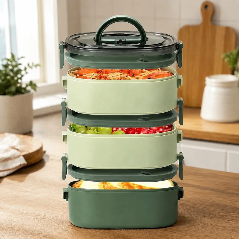 3-Level 1600ml Leakproof Bento Lunch Box for Children, Microwave-Friendly Meal Organizer for School, Travel, Outdoor Use