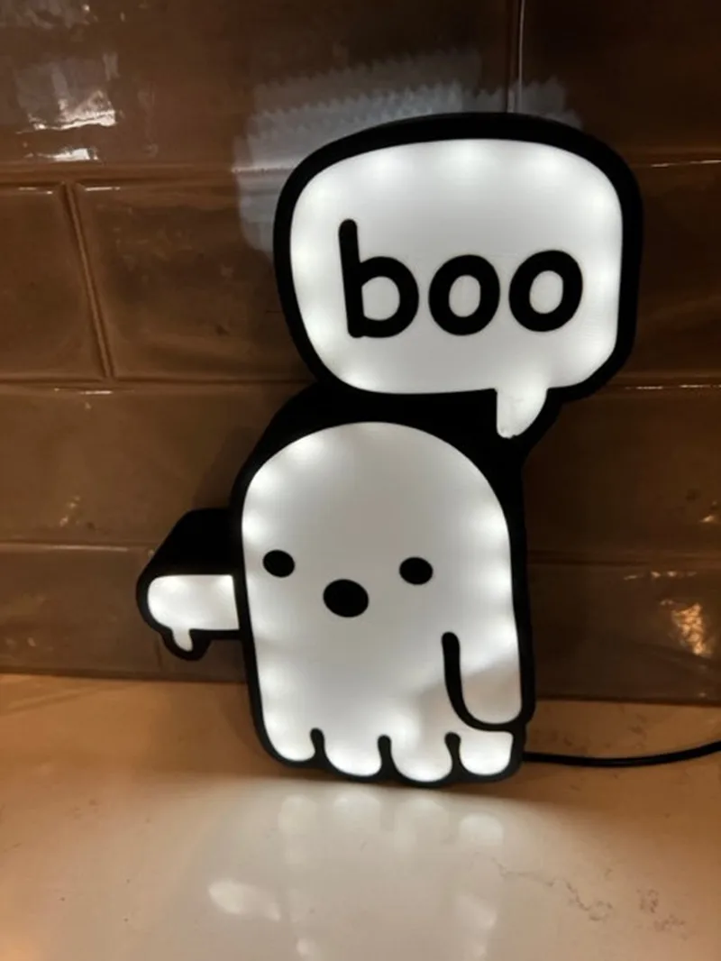 Custom Boo Ghost Halloween Lightbox LED Nightlight 3D Print Desktop Room Lightbox Wall Decor Best Gift for Kids Room Signs