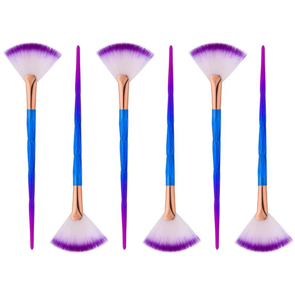

6 Pcs Fan Makeup Brush Angled Artificial Fiber Reusable Durable Easy Clean Facial Mask Applicator Skin Care Tool