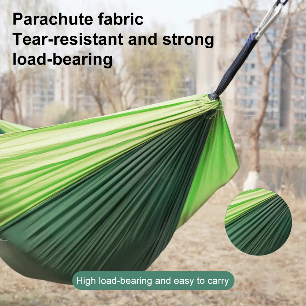 Single Person Portable Outdoor Camping Hammock With Nylon Color Matching Hammock High Strength Parachute Fabric Hanging Bed