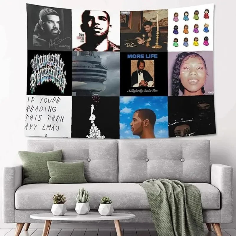 VIKAMA Drake Discography Tapestry Polyester Rap Fan Wall Decor for Bedroom Dorm Music Lover Gift Home Decor