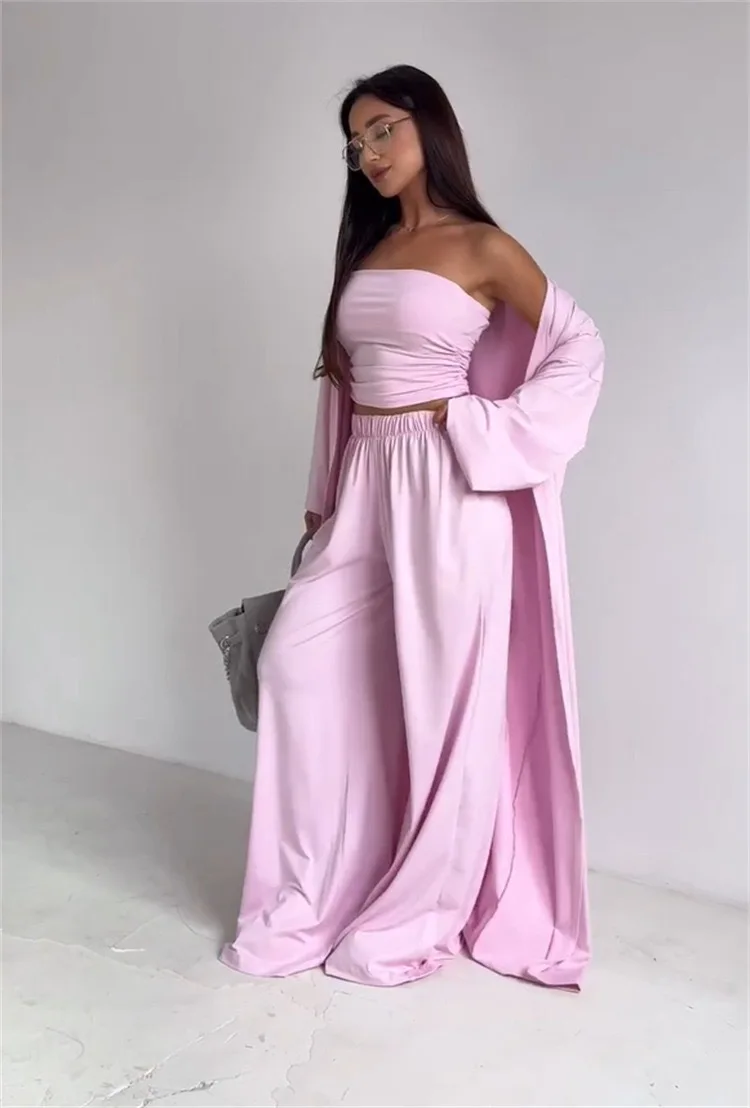 موضة خريف وشتاء 2025 للسيدات معطف جديد بلون سادة وأكمام طويلة طقم تنورة طويلة 789