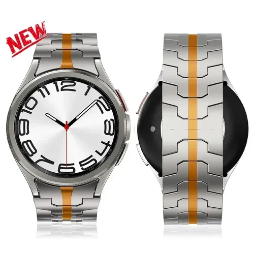 Imagen 2 del producto Correa de acero inoxidable de lujo para Samsung Galaxy Watch 6 4 5 pro 40 44mm classic 42 46mm 43 47mm pulsera de extremo curvado sin huecos