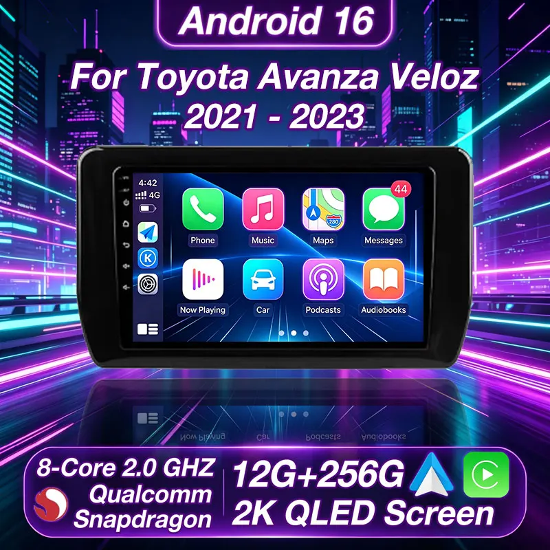 Android 16 Car Radio For Toyota Avanza Veloz 2021 - 2023 GPS Multimedia Player Navi Head Unit 360 Camera Wireless Carplay DSP BT