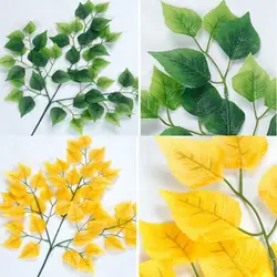 Green Color Banyan Tree Leaves New 10Styles Plastic Branches Fake Leaves Home Decoration