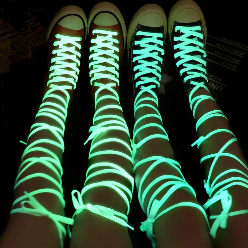 1 Pair Luminous Shoelaces Flat Sneakers Canvas Shoe Laces Glow In The Dark Night Color Fluorescent Shoelace 80/100/120/140/160cm