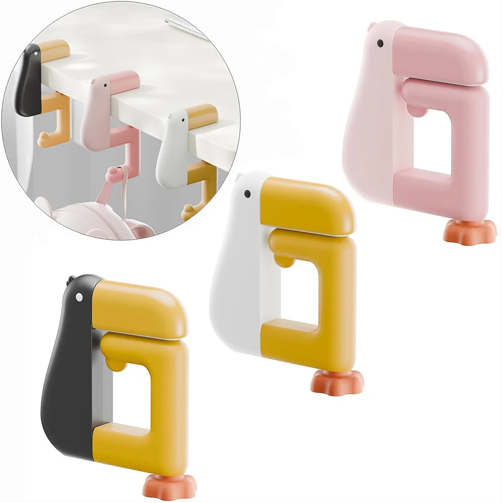 

Портативный съемный складной крючок для стола Thinking Duck в форме утки — вешалка для кошелька и зажим для сумки для хранения школьного/офисного стола