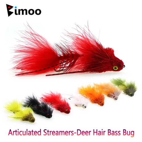 Imagen 1 del producto Bimoo, 2 uds., serpentina articulada, mosca, pelo de ciervo, lubina, pez, columna vertebral, juego grande, Lucio de pesca, TMuskie, trucha, Señuelos de Pesca de Mar