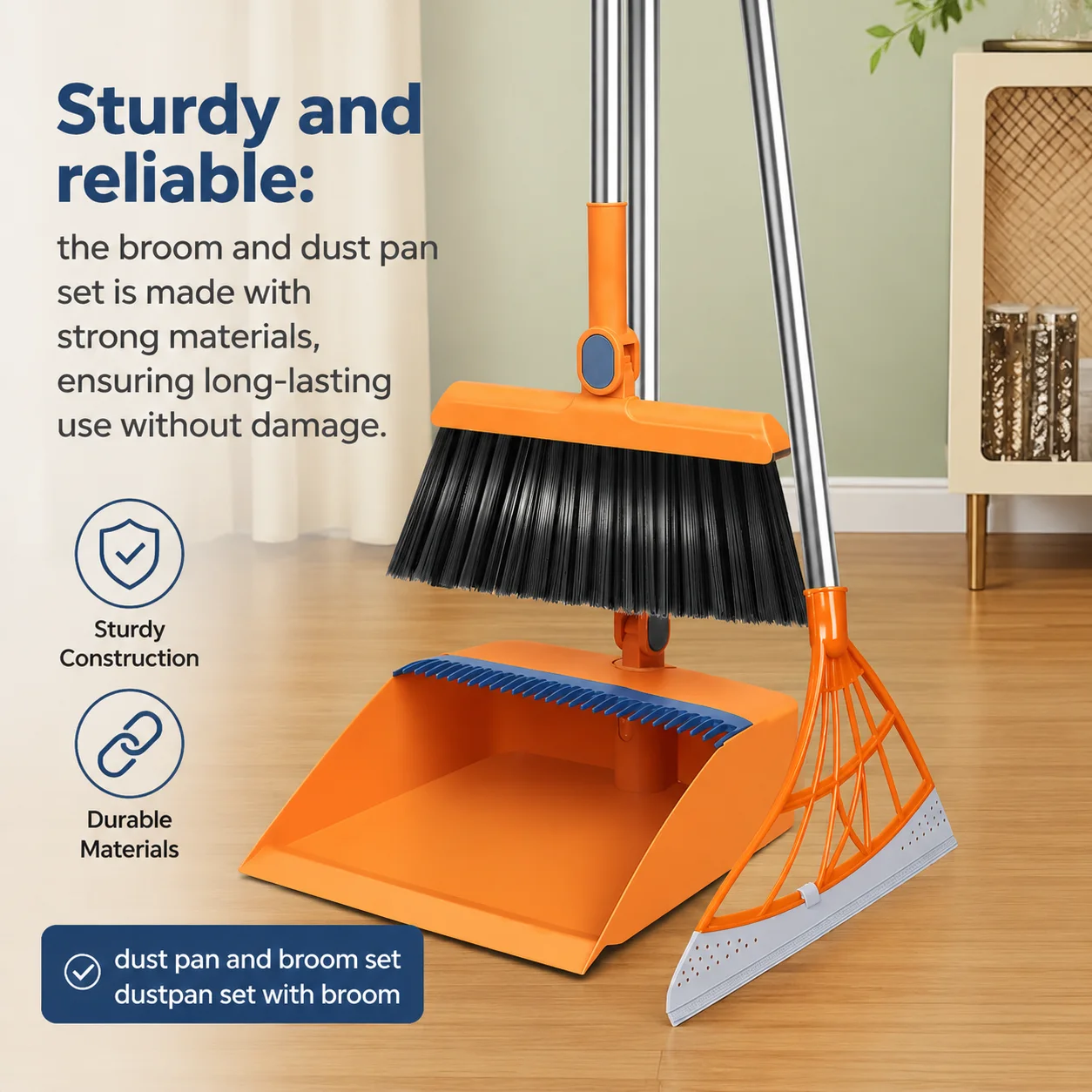 Foldable Broom And Dustpan Set And Dustpan Long Handle Broom Dustpan with Comb Teeth For Home Office Cleaning Tools Broom Set