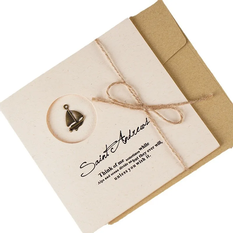 

3/10PCS Greetings Love letter Card Blank Inside Envelope Creative Retro Thanksgiving Birthday Wedding Blessings Valentine's Day