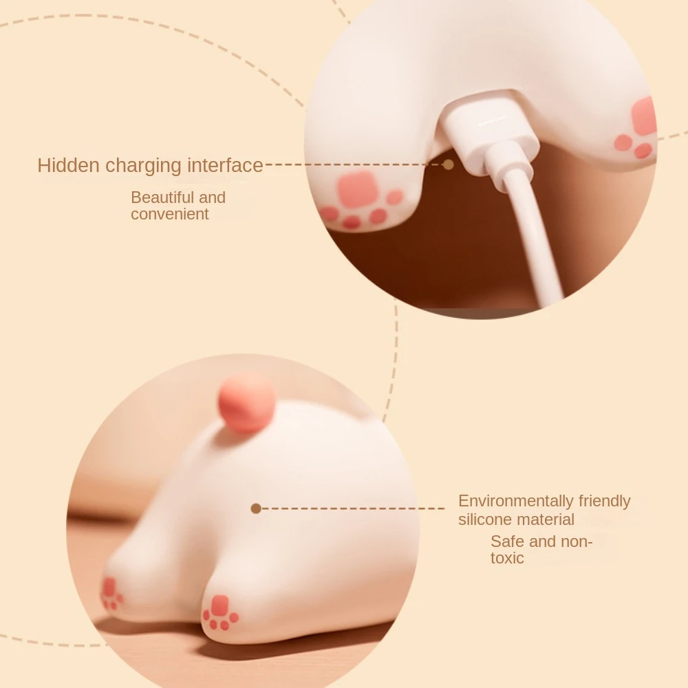 Cute Rabbit Silicone Night Light Soft Touch Sensor Bedside Night Light Children\'s Sleeping Light USB Rechargeable For Home
