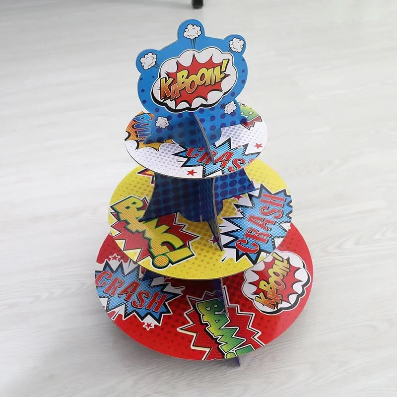 3Tier Cupcake Stand Birthday Party Supplies Hero Baby Shower Cake Table Decoration  Party Cupcake Kids Party