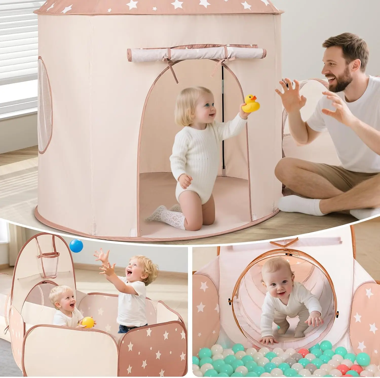 Tenda per bambini con tunnel strisciante: pozzo di palline per i più piccoli - tunnel di pozzo di palline per bambini piccoli - Tenda pop-up per neonati e bambini piccoli per interni