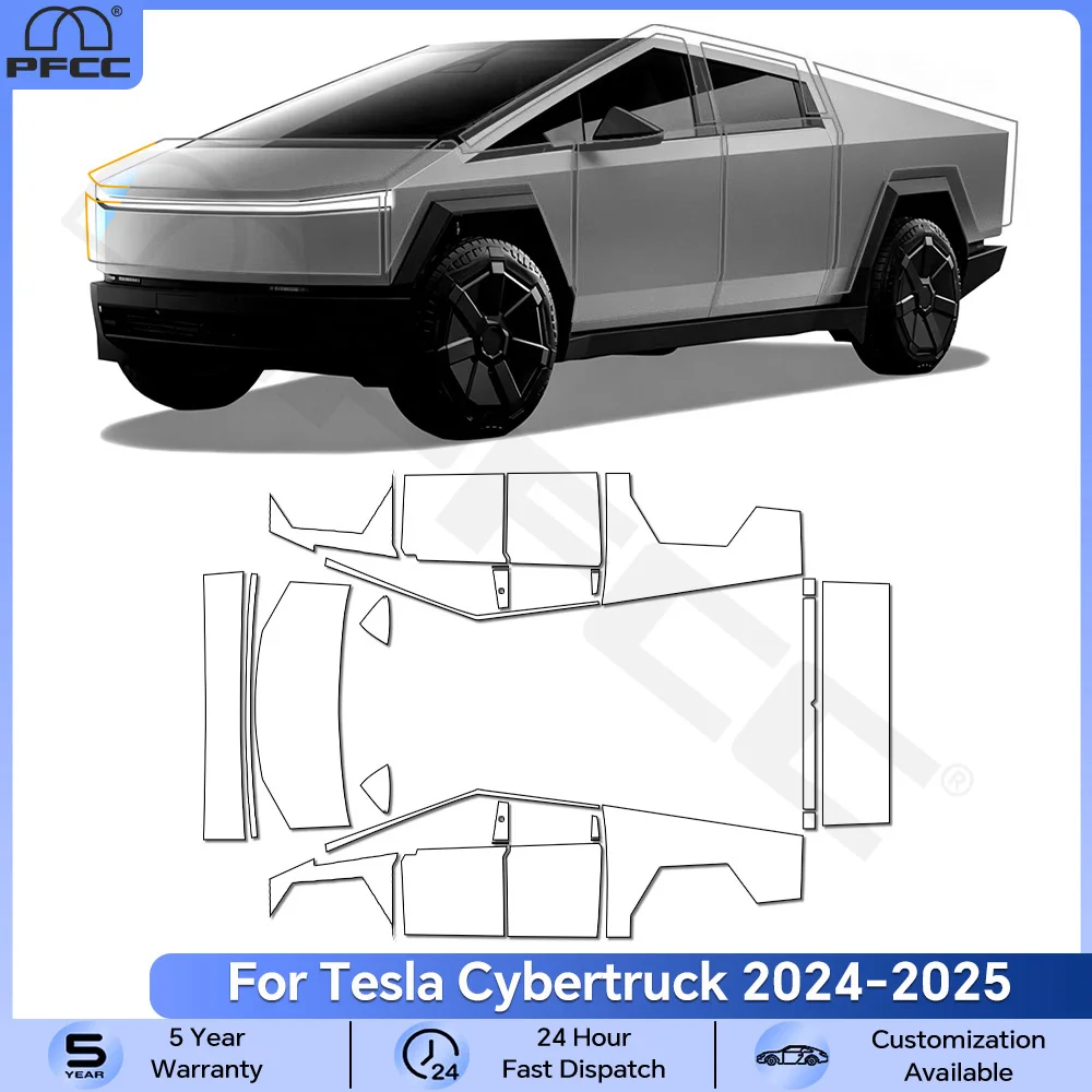 

For Tesla Cybertruck 2024 2025 2026 Pre-cut PPF TPU Car Paint Protection Film Clear Bra Anti-scratch Resistant Invisible Cover