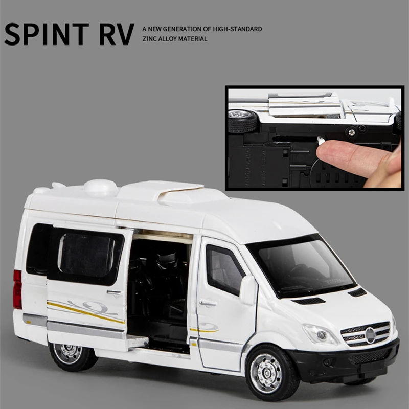 1:32 Zinc Alloy Bus Sprinter Alloy Car Model Diecast Metal Toy MPV Car Model Sound and Light Simulation Collection Toy Gift