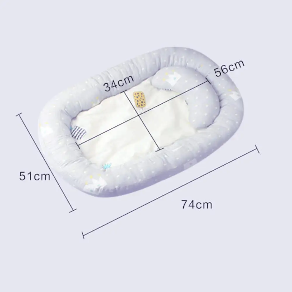 Portable Baby Nest Bed Crib Removable Washable Protect Cushion with Pillow Crib Travel Bed Infant Toddler for Newborn Baby Bed