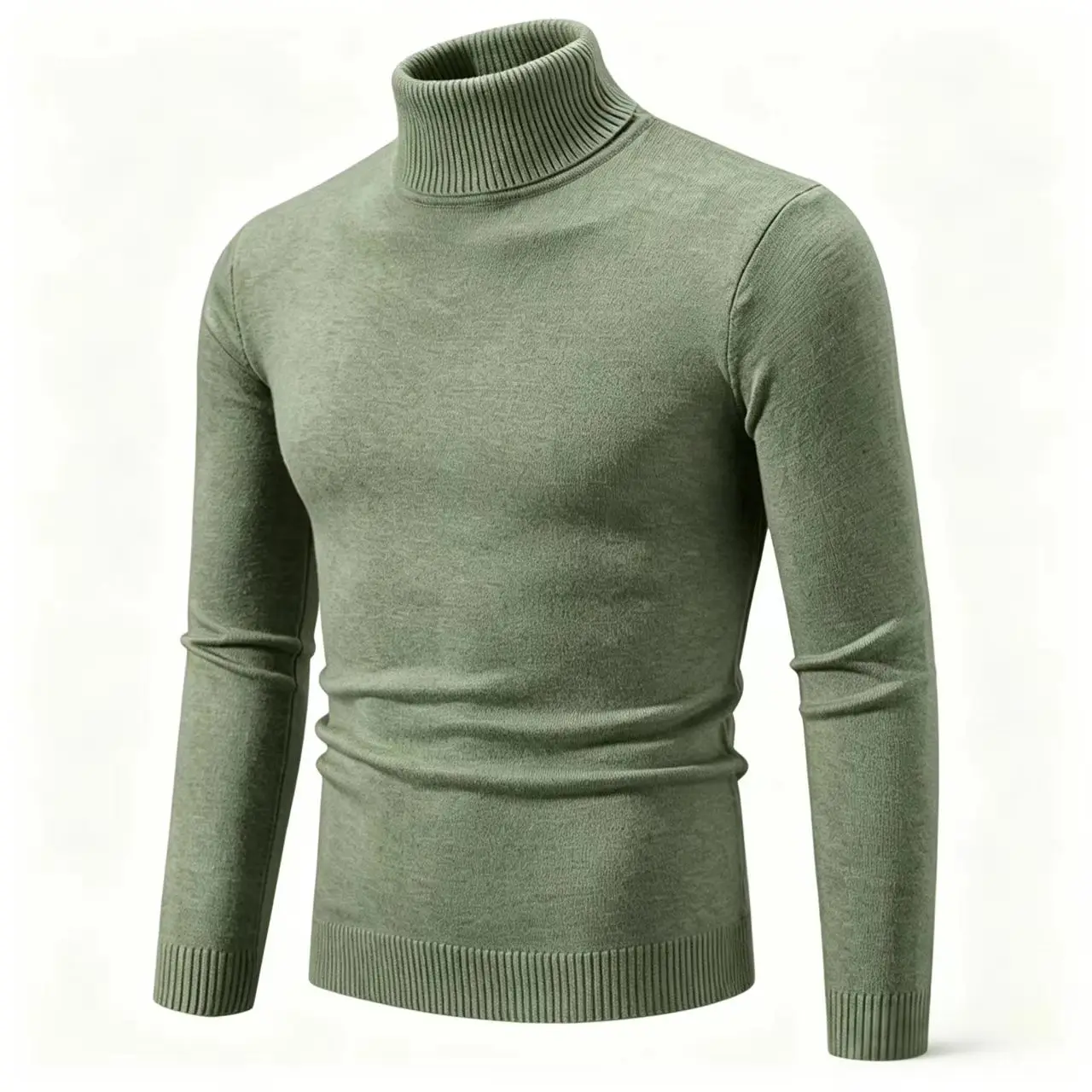 Youthful Vitality Slim Fit Knit Pullovers Men Turtleneck Sweater Solid Color Autumn Casual Mens Fashion Pullover Knitted Sweater