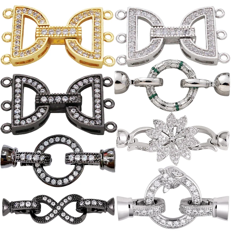 Juya 18K Gold Plated Decorative Connector Fastener Lock Clasps Findings For DIY Fashion Needlework Pearls Beading Jewelry Making