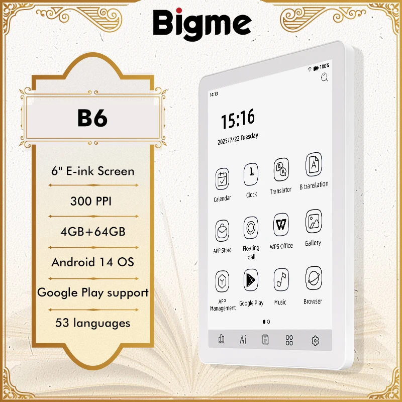 Bigme B6 Ereader, 6…