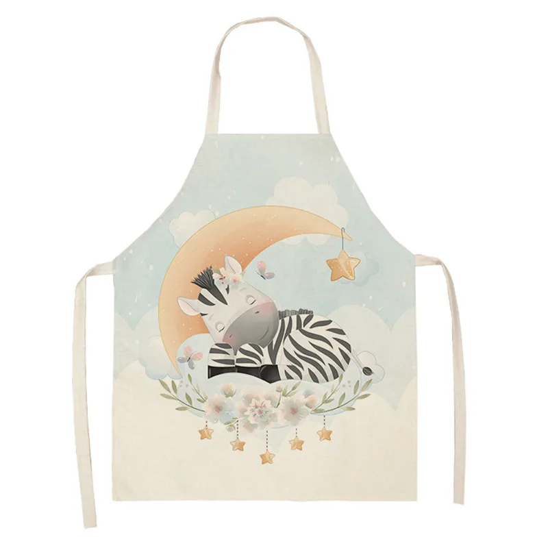 Cute Cartoon Bear Apron Home Kitchen Baking Panda Parent-child Apron Cotton Linen Apron Room Cleaning Tools Parent-child Wear