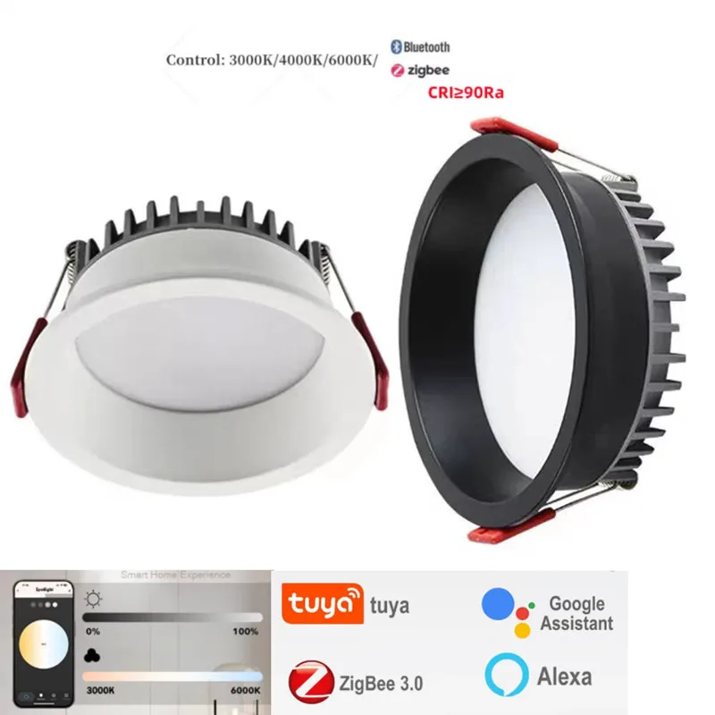 Zigbee 3.0 embedded LED tube light anti glare black and white ceiling light bedroom kitchen AC110V 220V home living room bedroom