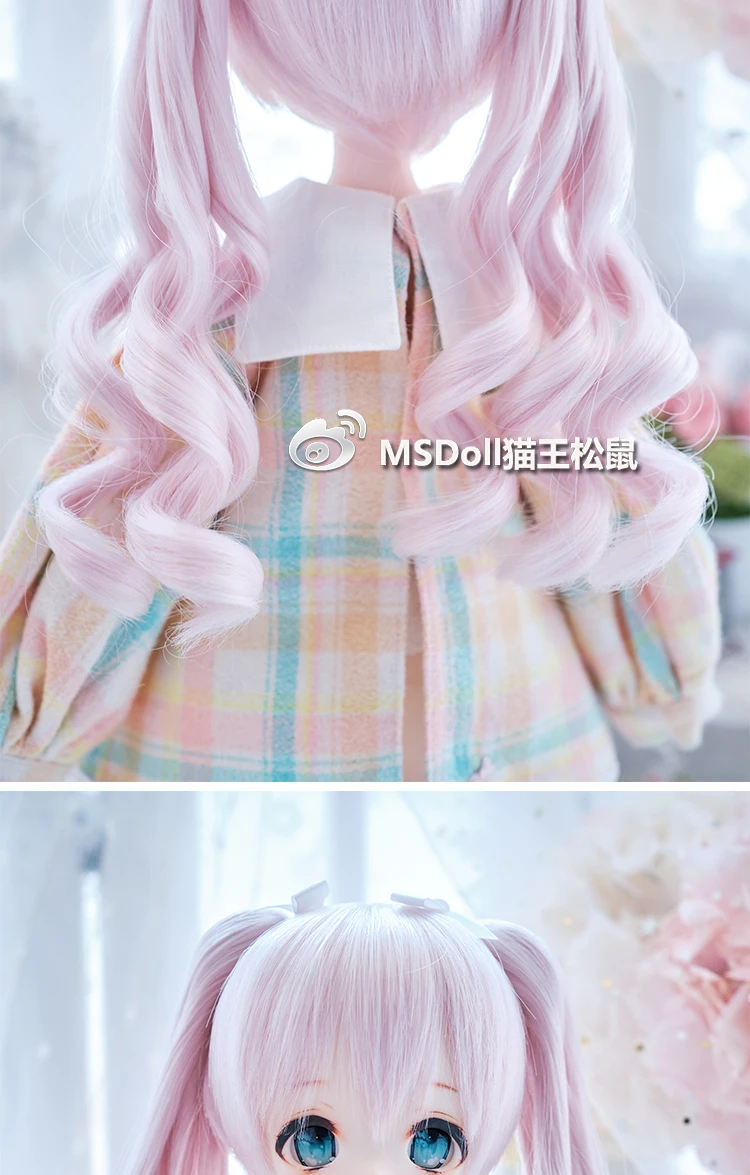 BJD Doll Wig 1/3 1/4 1/6 Handmade Bjd Doll Wig Curly Hair DIY Joints Doll Toy Fashion Fiber Double Tail Wig Dolls Accessories