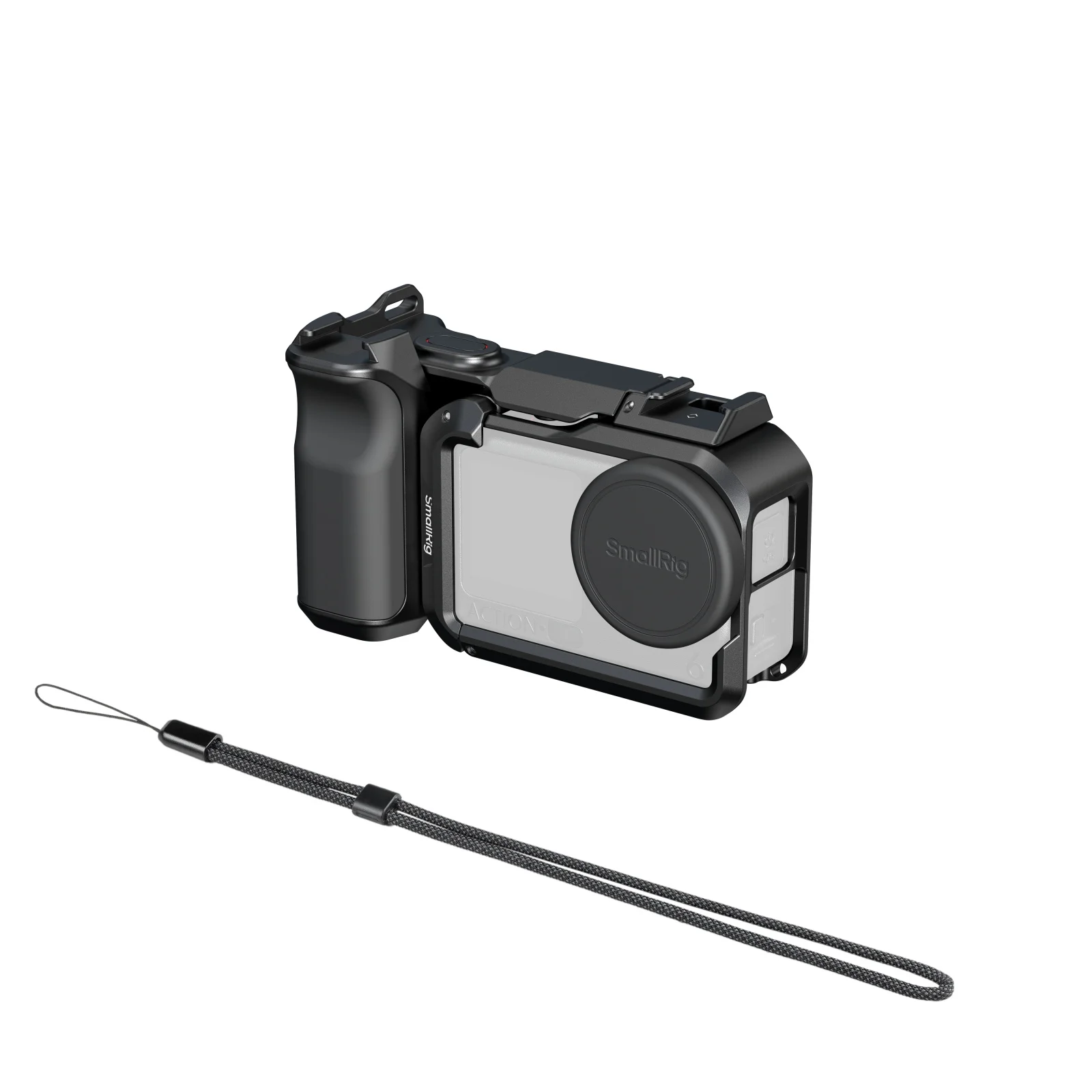 SmallRig Basic Cage für DJI Osmo Action 6, Street-Fotografie-Griff mit Silikon-Objektivabdeckung und Cold-Shoe-Auslöseradapter
