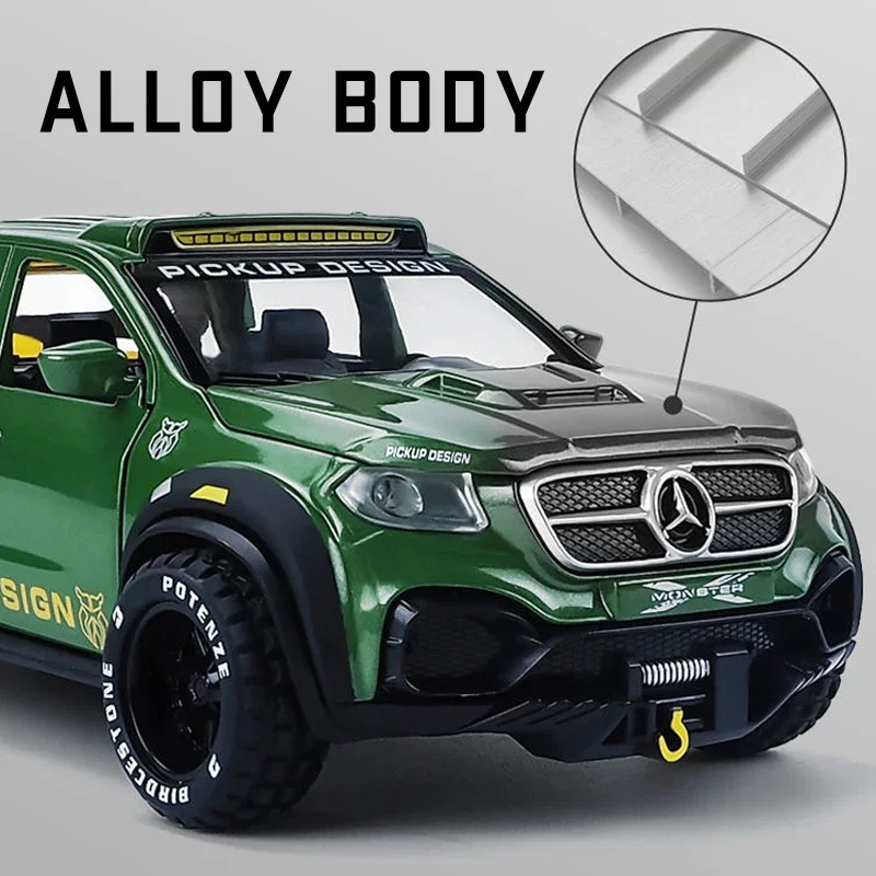 1:28 classe X Exy 6X6 modèle de pick-up tout-terrain jouet voiture en alliage moulé sous pression tirer à l'arrière jouets véhicule pour cadeau