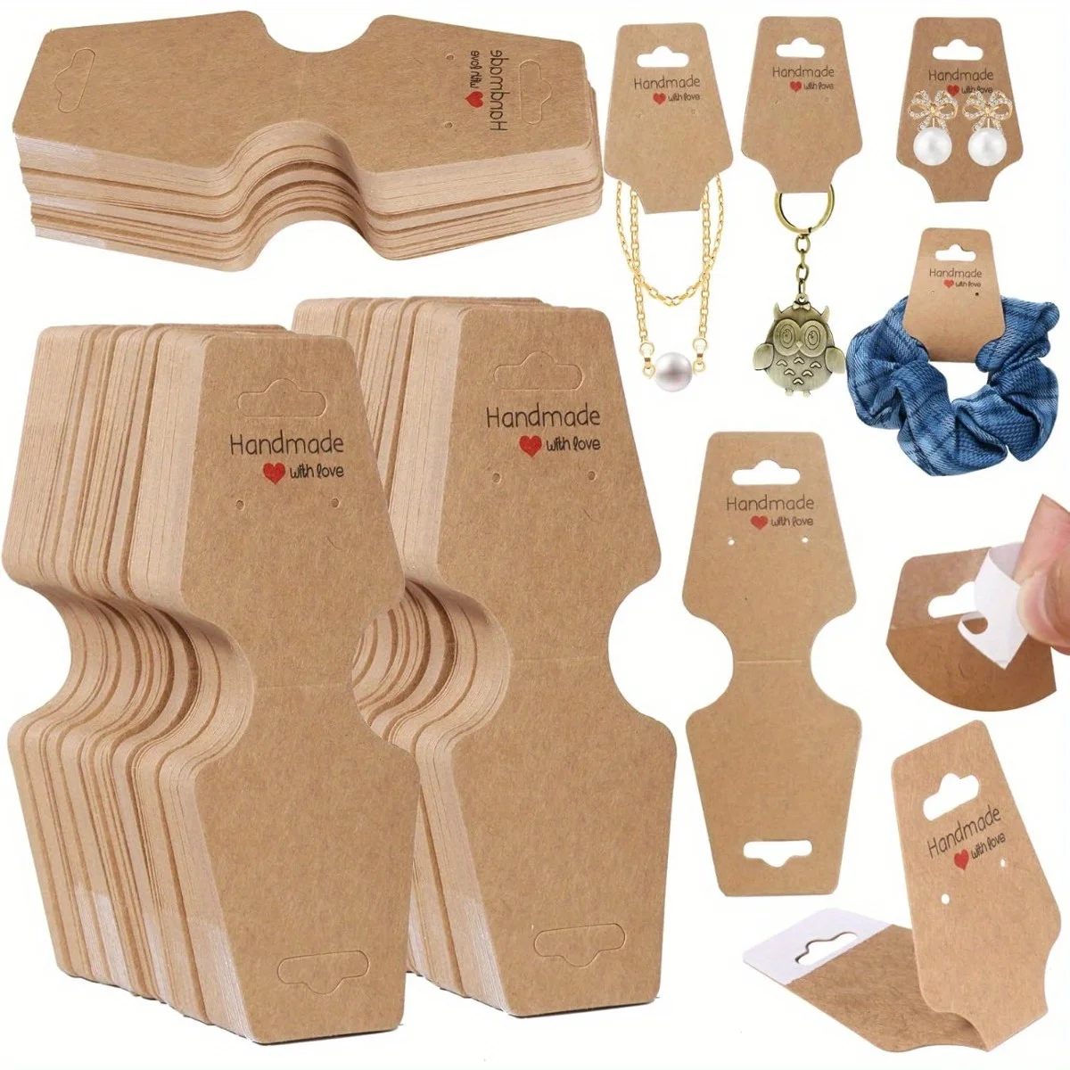 200pcs Bracelet Display Cards Sturdy Necklace Holder Cards Self Adhesive Jewelry Packaging Selling Card for Small Business of Ke