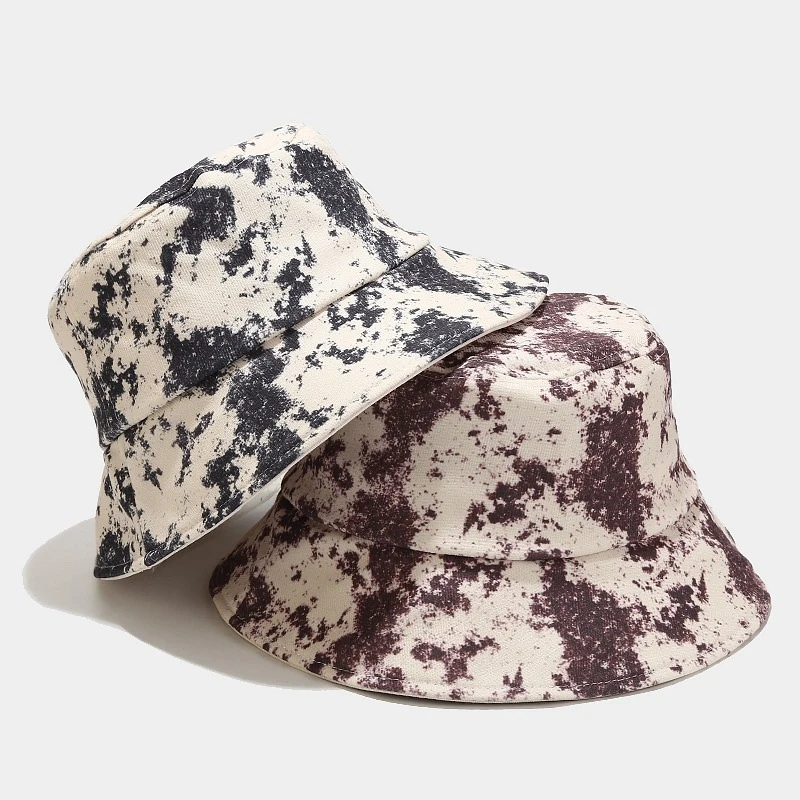 Tie Dye Print Bucket Hat Reversible Casual Sun Cap for Men Women Streetwear
