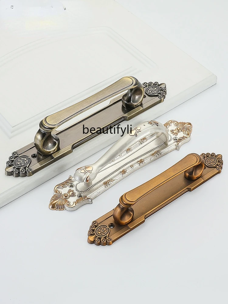 

zqAntique Surface Mounted Door Handle Zinc Alloy European Retro Wardrobe Handle Wooden Door Handle